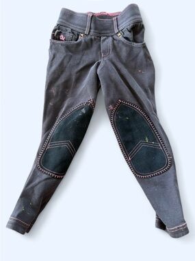 Kids Black Riding Tights with Knee Patches - Ovation